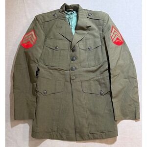 Vintage USMC Marine Corps Uniform Jacket Coat Sergeant Stripes Size 40S‎ Wool